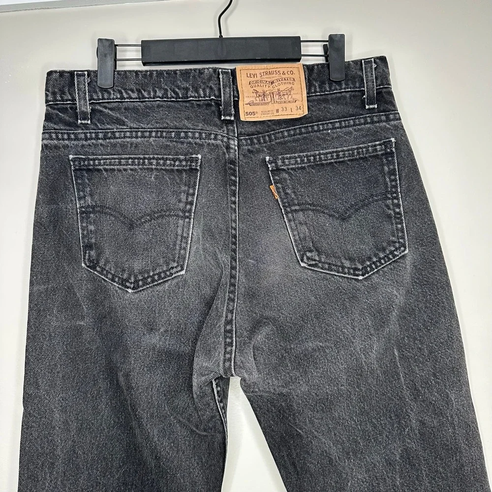 Levi's 505‎ Jeans Mens 33x34 Black EUC Vintage 90s Made in USA Orange Tab Rare